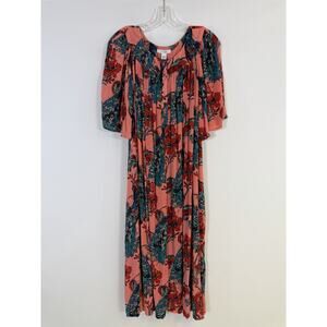 Go Softly Patio Muumuu Dress Plus Size Large Loose Airy Floral Rayon Mumu Caftan